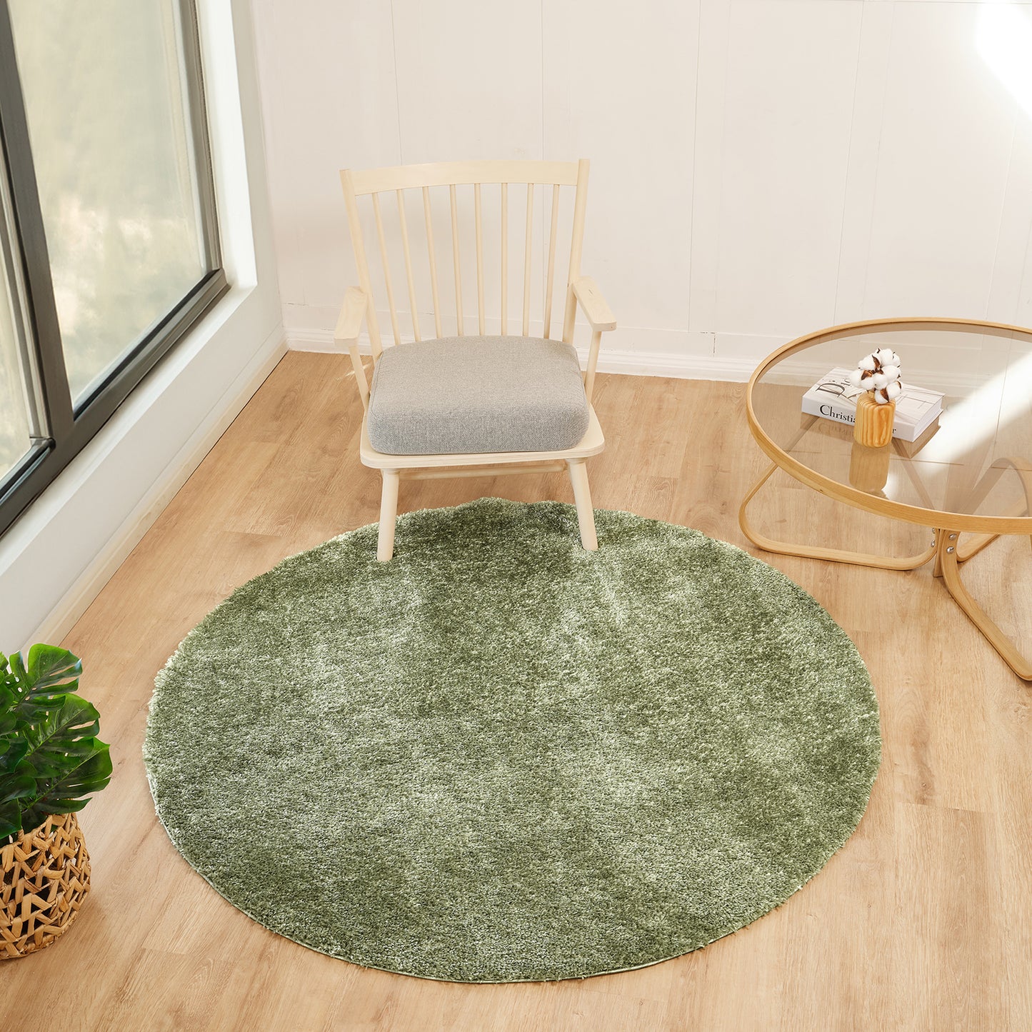 BOXHOLM Tapis Shaggy I Tapis Moderne, Salon, Chambre I Tapis Uni à Poils Longs, Épais, Doux, Durable, Moelleux, Entretien Facile I Vert