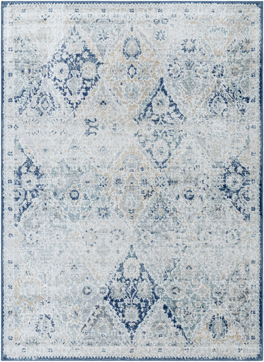 EMILY Tapis Vintage I Tapis Persan, Couloir, Salon, Chambre I Tapis Traditionnel Oriental, Poils Courts, Doux, Durable I Bleu, Gris