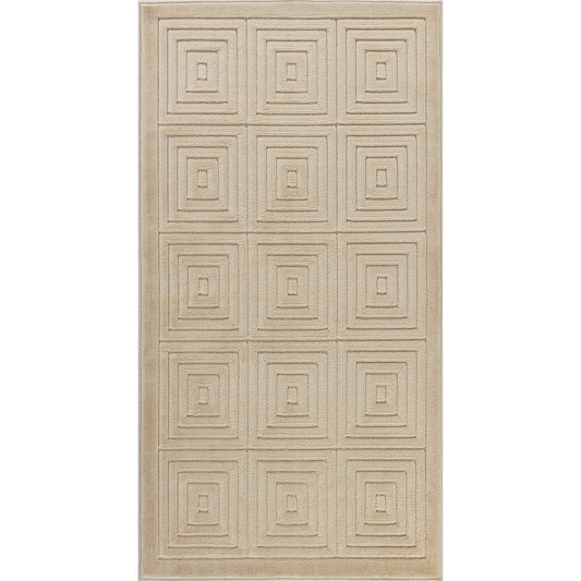 VEDA Tapis Scandinave Intérieur, Extérieur I Tapis Moderne, Salon, Chambre, Terrasse, Balcon I Tapis Bohème, Poils Courts, Doux I Beige