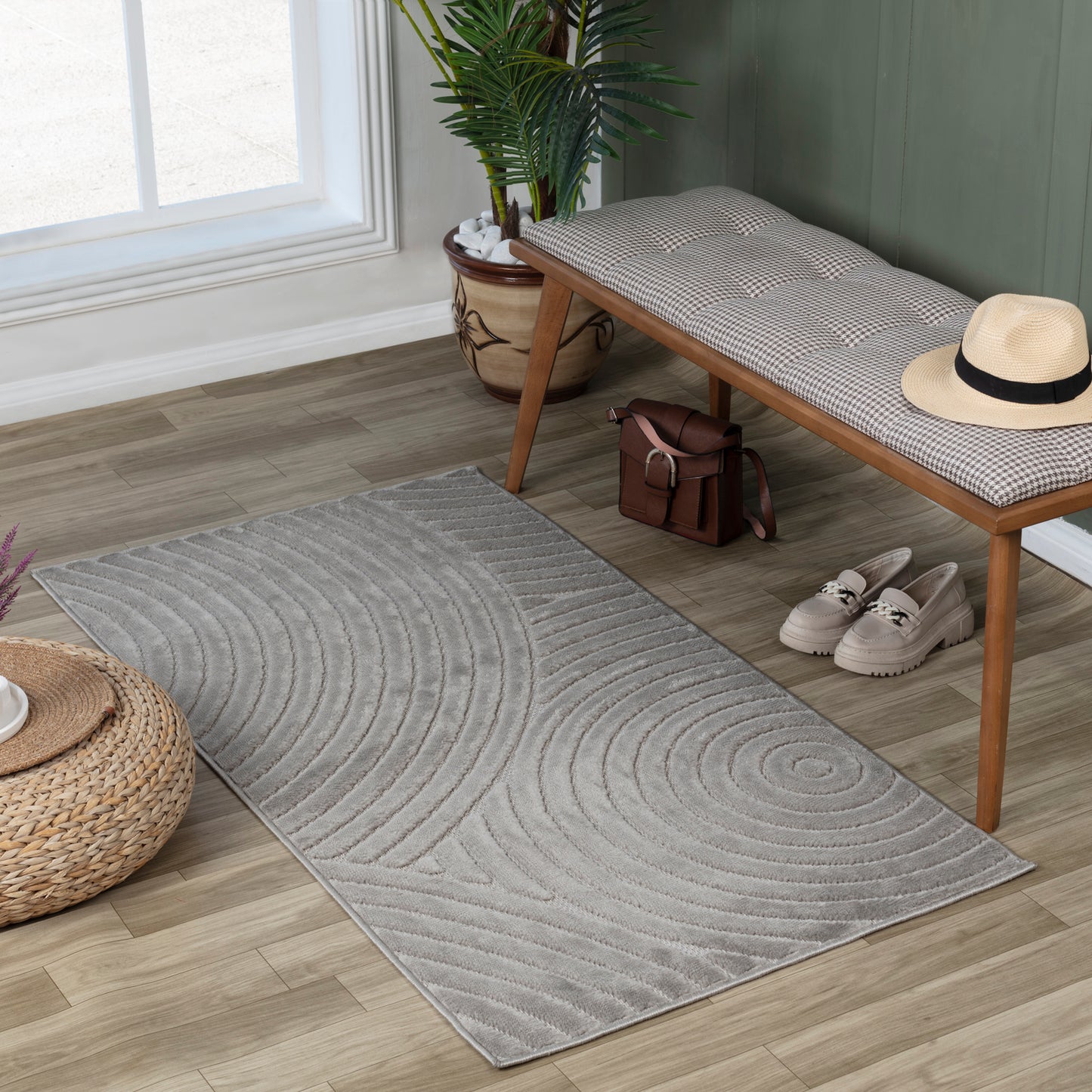 DOANLD Tapis Scandinave Intérieur, Extérieur I Tapis Moderne, Salon, Chambre, Terrasse, Balcon I Tapis Bohème, Poils Courts, Doux I Gris