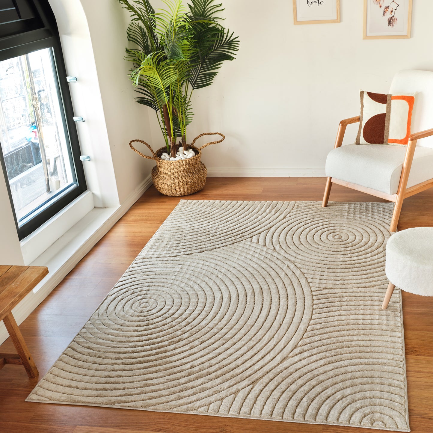 DOANLD Tapis Scandinave Intérieur, Extérieur I Tapis Moderne, Salon, Chambre, Terrasse, Balcon I Tapis Bohème, Poils Doux I Beige