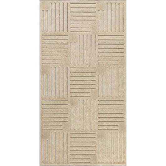 SHIAN Tapis Scandinave Intérieur, Extérieur I Tapis Moderne, Salon, Chambre, Terrasse, Balcon I Tapis Bohème, Poils Courts, Doux I Beige