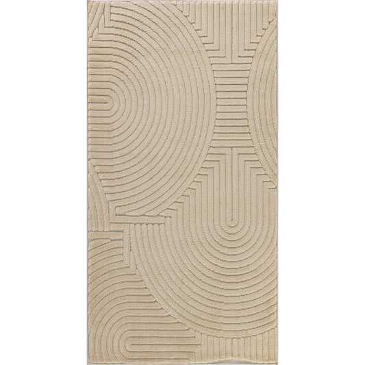 TIYA Tapis Scandinave Intérieur, Extérieur I Tapis Moderne, Salon, Chambre, Terrasse, Balcon I Tapis Bohème, Poils Courts, Doux I Beige