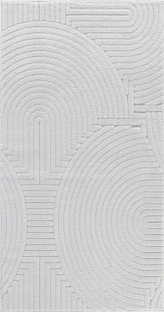 TIYA Tapis Scandinave Intérieur, Extérieur I Tapis Moderne, Salon, Chambre, Terrasse, Balcon I Tapis Bohème, Poils Courts, Doux I Blanc