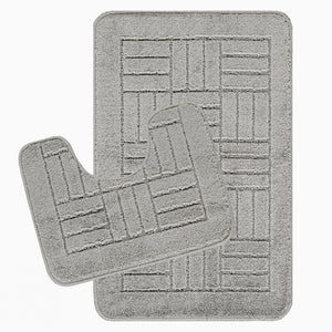 NYRISS Set 2 Tapis Salle de Bain et WC I Tapis Antidérapants, Lavables en Machine, Poils Longs, Doux, Séchage Rapide I Gris Clair