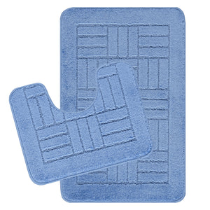 NYRISS Set 2 Tapis Salle de Bain et WC I Tapis Antidérapants, Lavables en Machine, Poils Longs, Doux, Séchage Rapide I Bleu