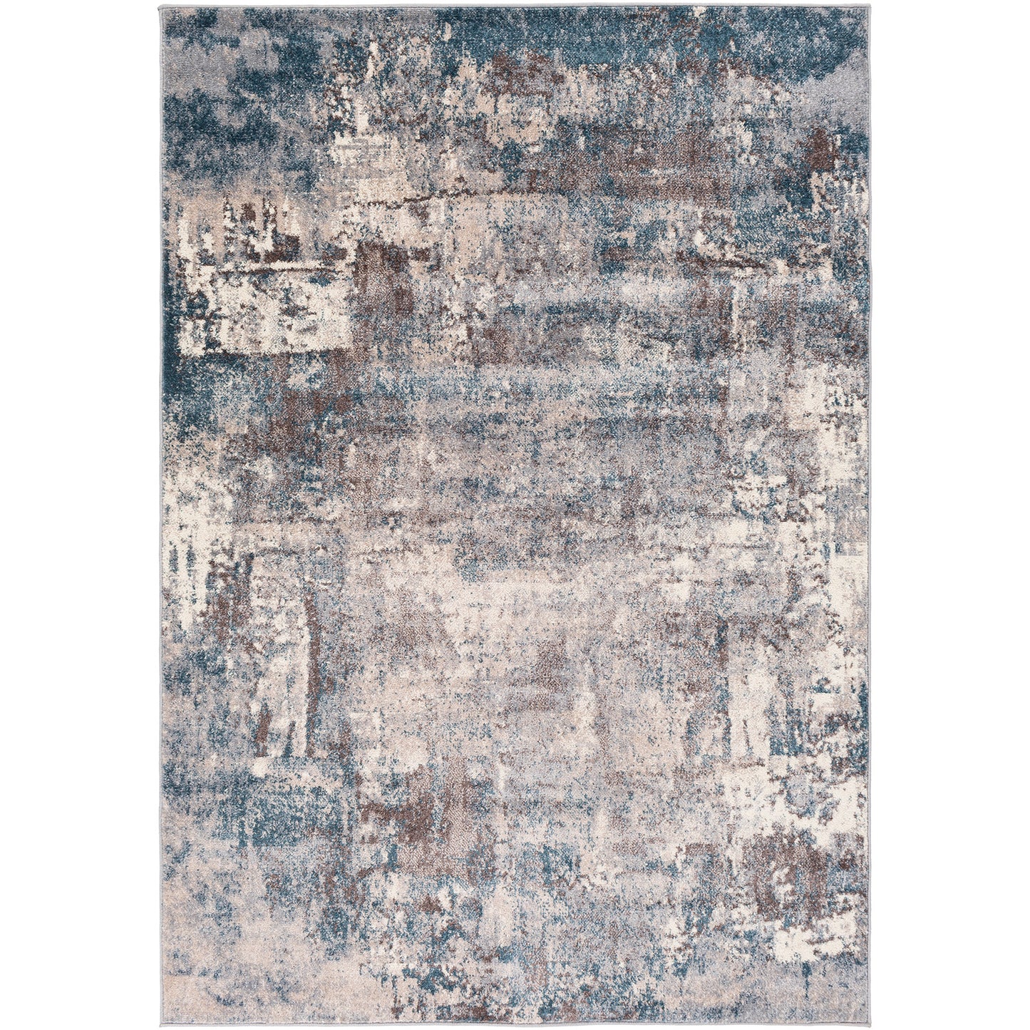 LOIRE Tapis Abstrait I Tapis Moderne, Salon, Chambre, Salle à Manger I Tapis Design Marbre Moucheté à Poils Courts, Doux I Bleu, Gris