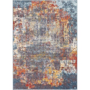 LOIRE Tapis Abstrait I Tapis Moderne, Salon, Chambre I Tapis Design Marbre Moucheté à Poils Courts, Doux, Durable I Multicolore, Bleu