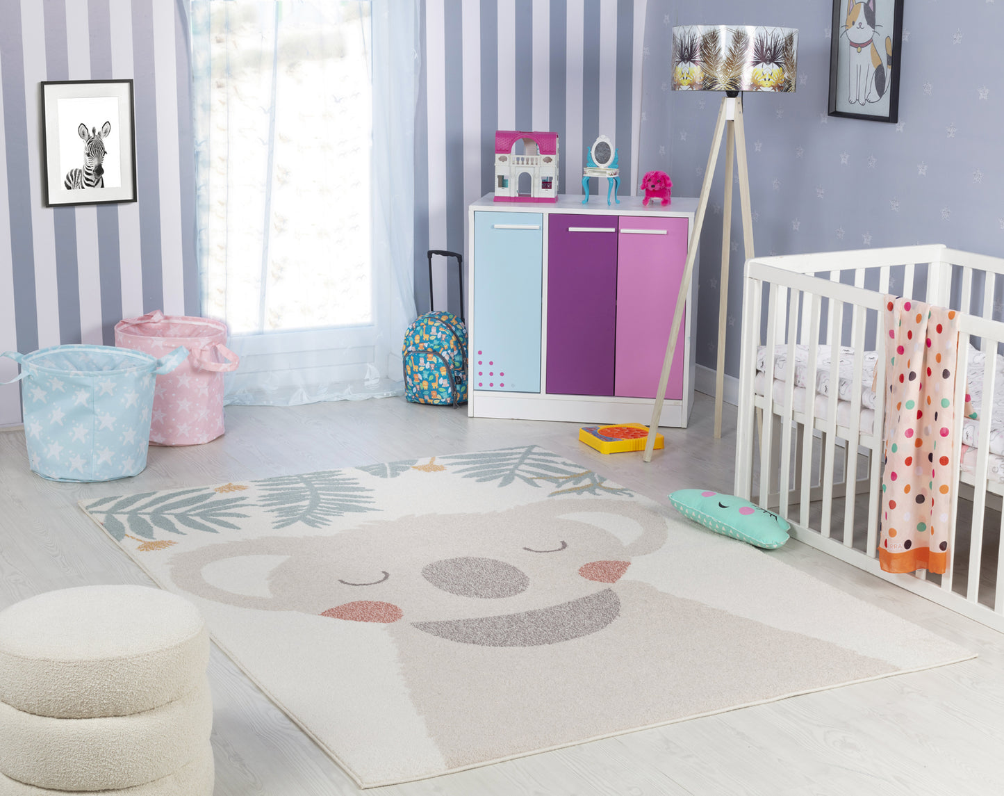 AUDRI Tapis Enfant I Tapis Chambre, Garçon, Fille, Bébé, Salle de Jeu, Poils Doux, Résistant, Entretien Facile I Beige, Ivoire