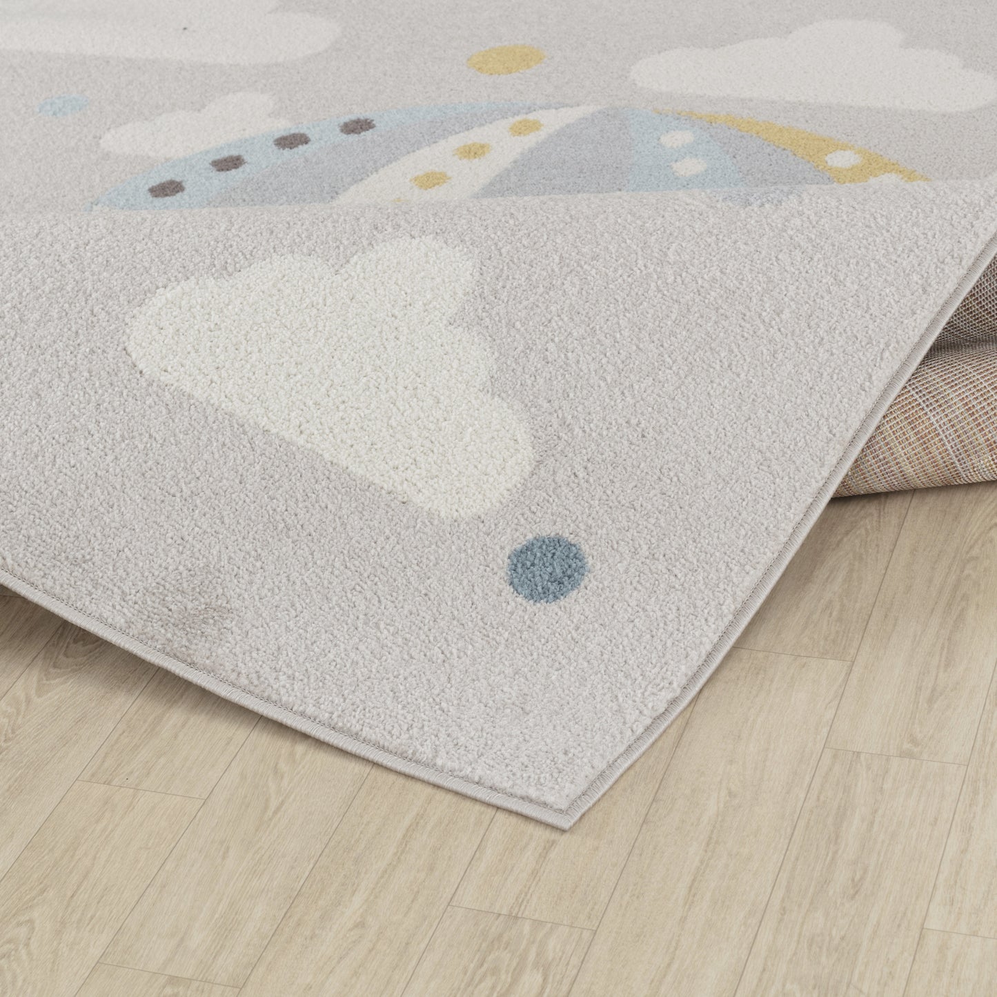 JARAE Tapis Enfant I Tapis Chambre, Garçon, Fille, Bébé, Salle de Jeu, Poils Doux, Résistant, Entretien Facile I Multicolore, Gris