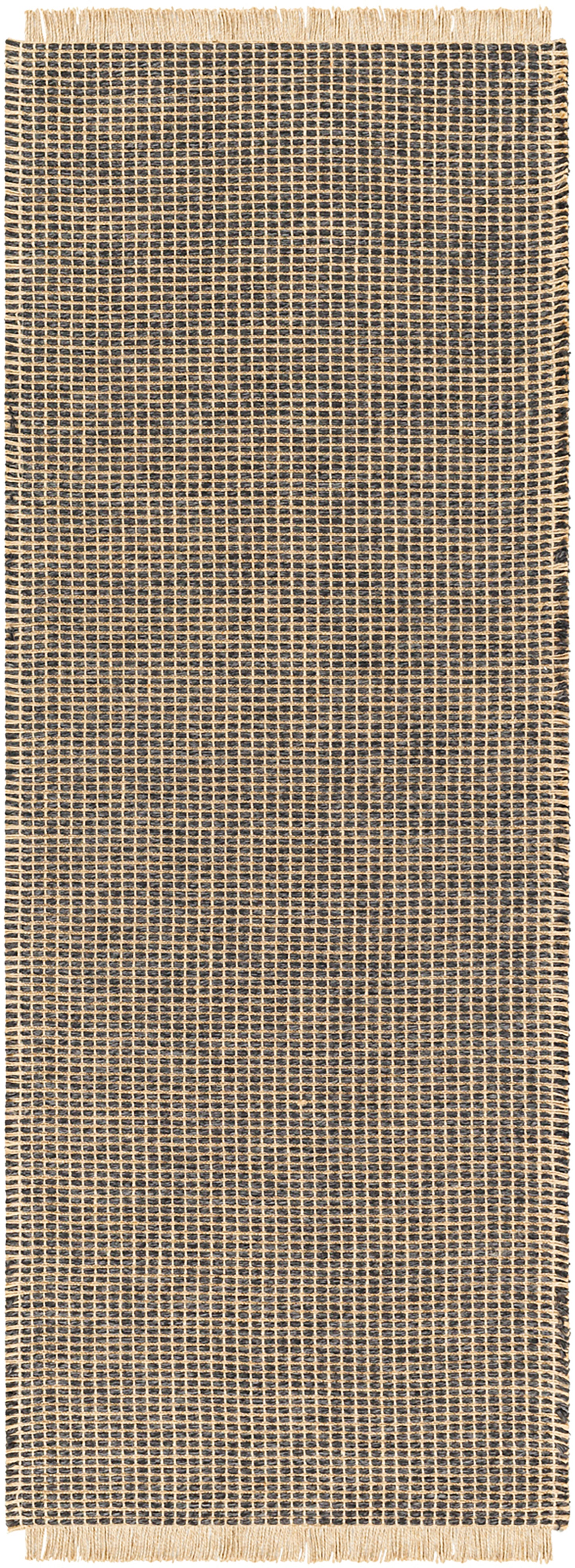 HENDY Tapis en Jute I Tapis Bohème, Couloir, Salon, Chambre I Tapis Rustique, Fibres Naturelles, Résistant I Marron Clair, Noir