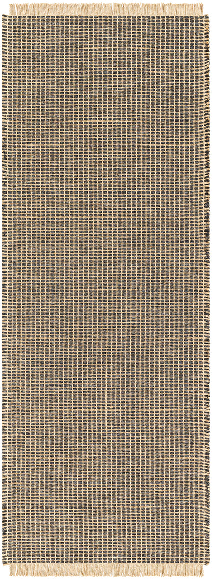 HENDY Tapis en Jute I Tapis Bohème, Couloir, Salon, Chambre I Tapis Rustique, Fibres Naturelles, Résistant I Marron Clair, Noir