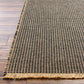 HENDY Tapis en Jute I Tapis Bohème, Couloir, Salon, Chambre I Tapis Rustique, Fibres Naturelles, Résistant I Marron Clair, Noir