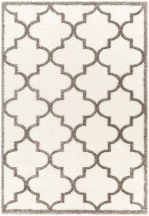 BREMER Tapis Shaggy I Tapis Moderne, Salon, Chambre I Tapis Oriental à Poils Longs, Doux, Durable, Entretien Facile I Ivoire, Gris