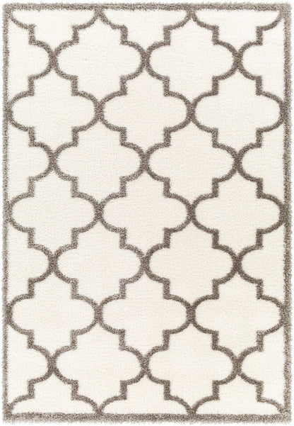 BREMER Tapis Shaggy I Tapis Moderne, Salon, Chambre I Tapis Oriental à Poils Longs, Doux, Durable, Entretien Facile I Ivoire, Gris