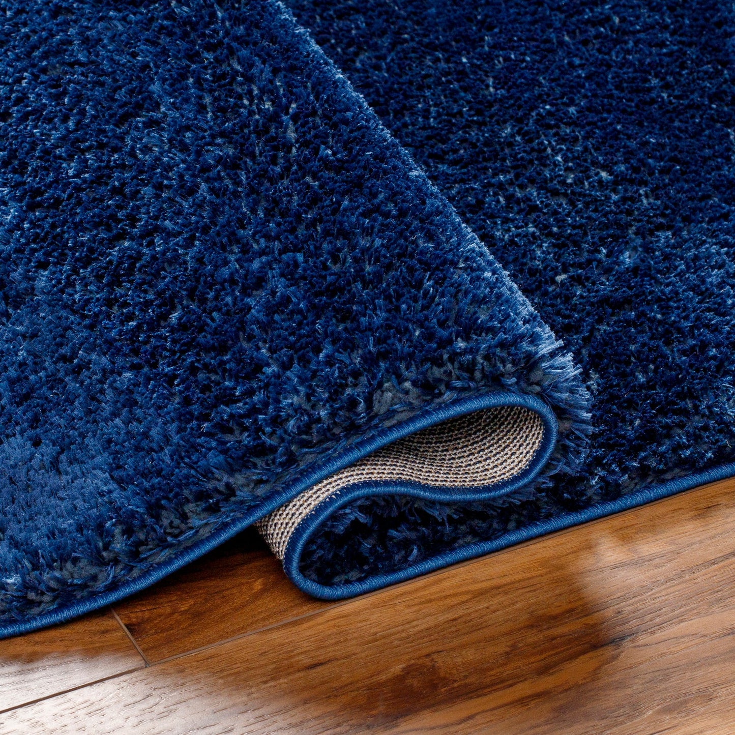 BOXHOLM Tapis Shaggy I Tapis Moderne, Salon, Chambre I Tapis Uni à Poils Longs, Épais, Doux, Moelleux, Entretien Facile I Bleu Foncé