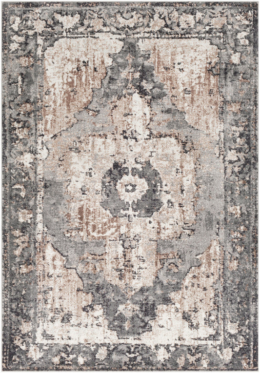 BOWEN Tapis Vintage I Tapis Persan, Salon, Chambre I Tapis Traditionnel Oriental, Poils Courts, Doux, Entretien Facile I Gris, Ivoire