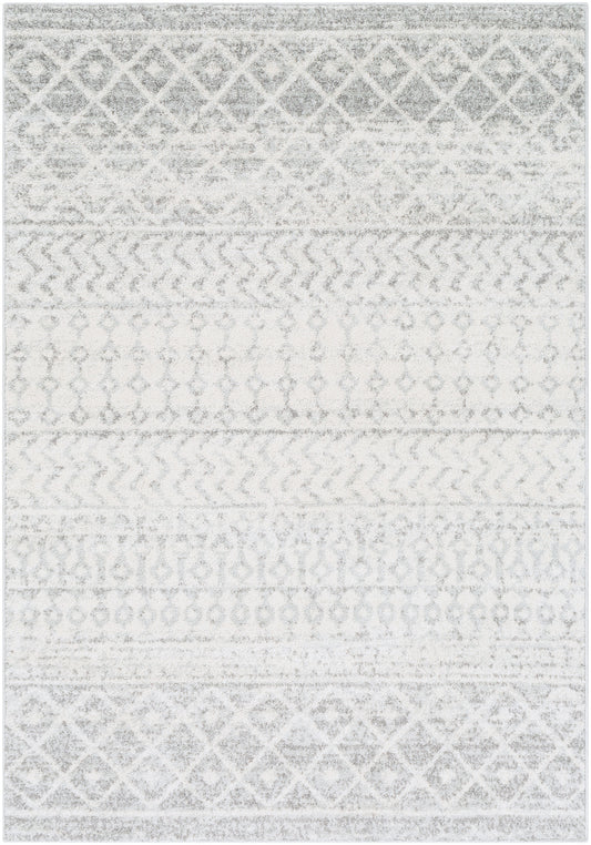 LOUISE Tapis Scandinave I Tapis Moderne, Couloir, Salon I Tapis Contemporain Bohème, Poils Courts, Doux, Entretien Facile I Gris, Blanc