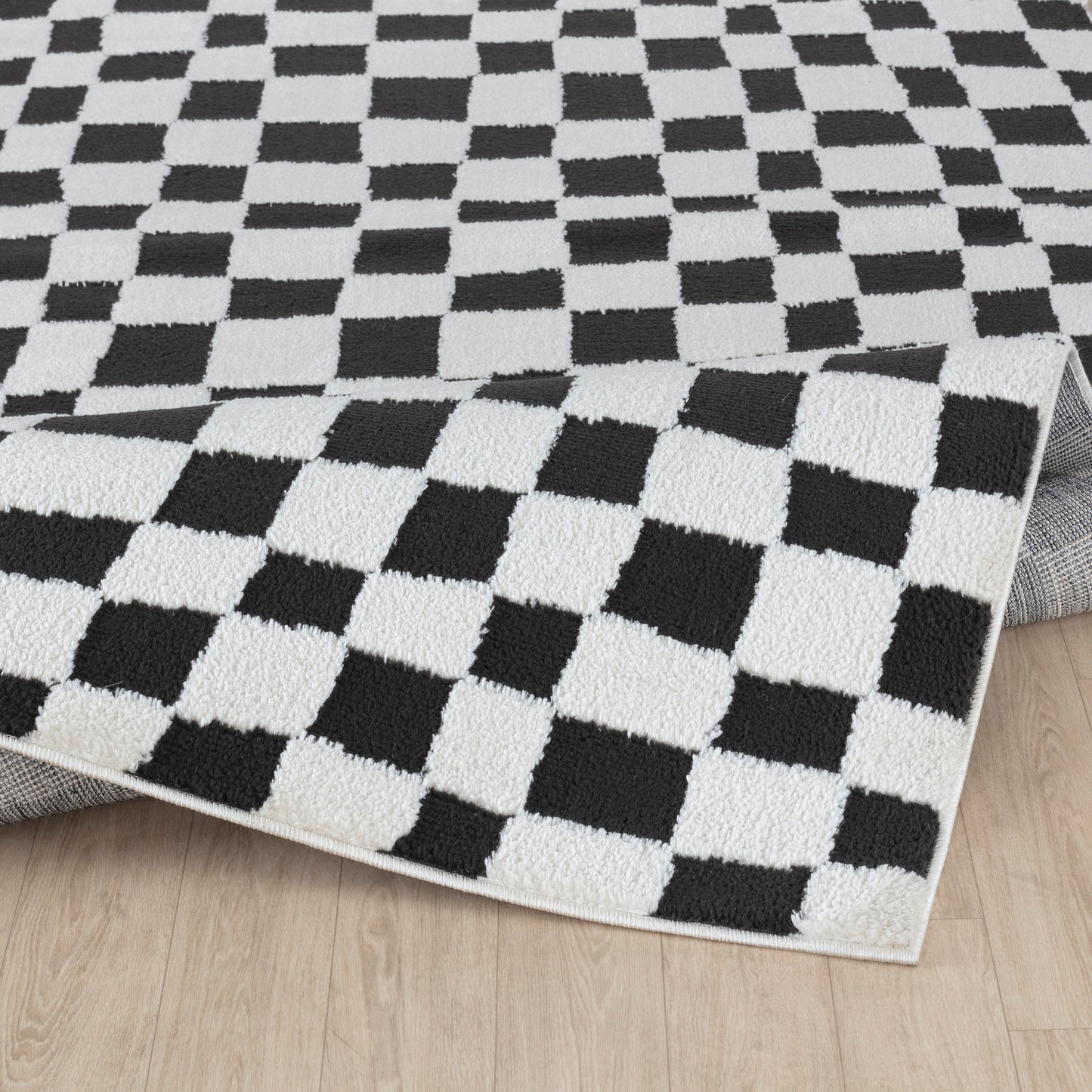 ILEA Tapis Scandinave à Carreaux I Tapis Moderne, Salon, Chambre I Tapis Contemporain, Poils Courts, Doux, Durable I Noir, Blanc