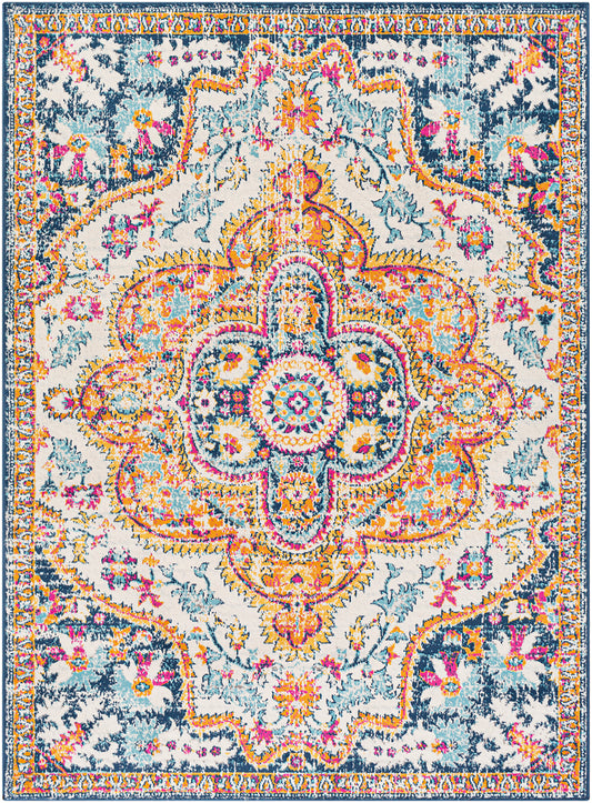 DEINUM Tapis Vintage I Tapis Persan, Couloir, Salon, Chambre I Tapis Traditionnel Oriental, Poils Courts, Doux I Multicolore, Orange