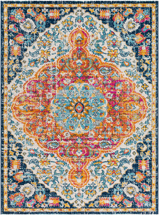 HORZIK Tapis Vintage I Tapis Persan, Couloir, Salon, Chambre I Tapis Traditionnel Oriental, Poils Courts, Doux I Multicolore, Orange