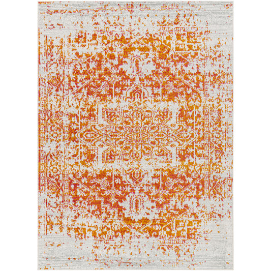 AMELIA Tapis Vintage I Tapis Persan, Salon, Chambre I Tapis Traditionnel Oriental, Poils Courts, Doux, Entretien Facile I Orange, Blanc