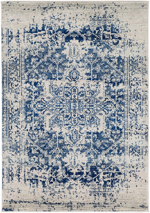 AMELIA Tapis Vintage I Tapis Persan, Couloir, Salon, Chambre I Tapis Traditionnel Oriental, Poils Courts, Doux, Durable I Bleu, Beige