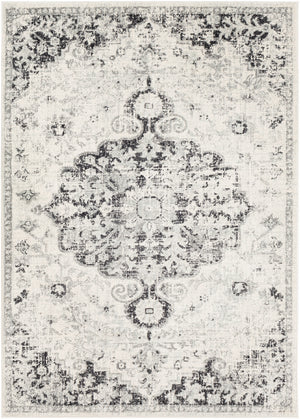 OLIVA Tapis Vintage I Tapis Persan, Salon, Chambre I Tapis Traditionnel Oriental, Poils Courts, Doux, Entretien Facile I Gris, Noir