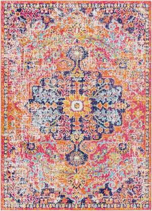 OLIVIA Tapis Vintage I Tapis Persan, Salon, Chambre I Tapis Traditionnel Oriental, Poils Courts, Doux, Entretien Facile I Orange, Bleu