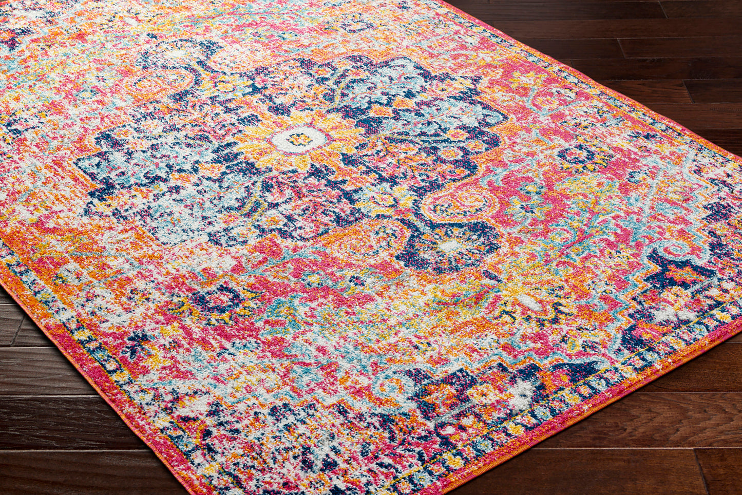 OLIVIA Tapis Vintage I Tapis Persan, Salon, Chambre I Tapis Traditionnel Oriental, Poils Courts, Doux, Entretien Facile I Orange, Bleu