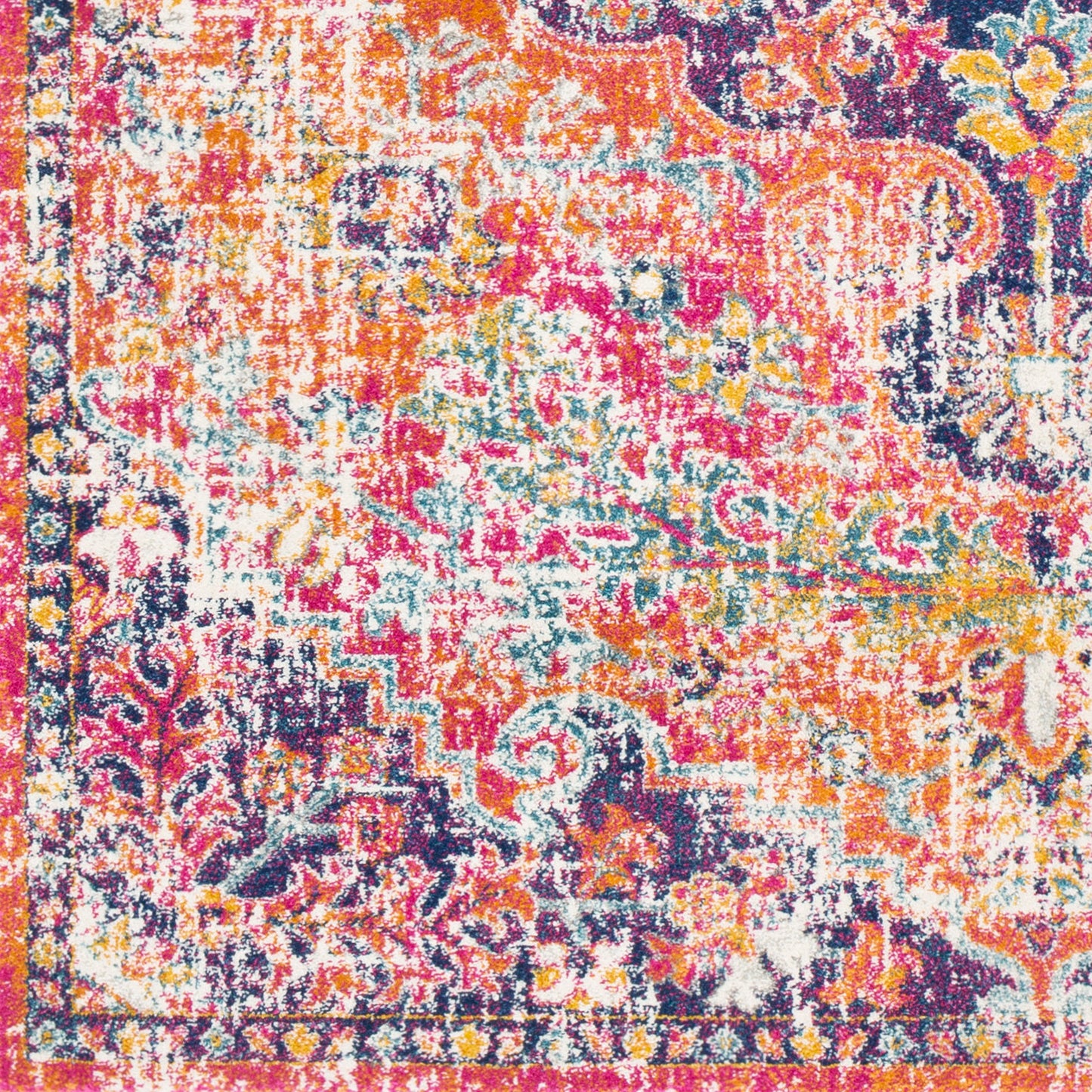 OLIVIA Tapis Vintage I Tapis Persan, Salon, Chambre I Tapis Traditionnel Oriental, Poils Courts, Doux, Entretien Facile I Orange, Bleu