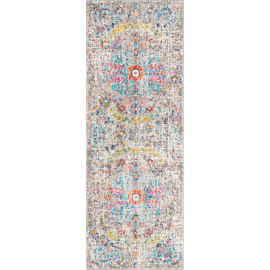 OLIVIA Tapis Vintage I Tapis Persan, Couloir, Salon, Chambre I Tapis Traditionnel Oriental, Poils Courts, Doux I Multicolore, Gris