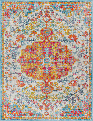 OLIVIA Tapis Vintage I Tapis Persan, Salon, Chambre I Tapis Traditionnel Oriental, Poils Courts, Doux, Entretien Facile I Orange, Bleu