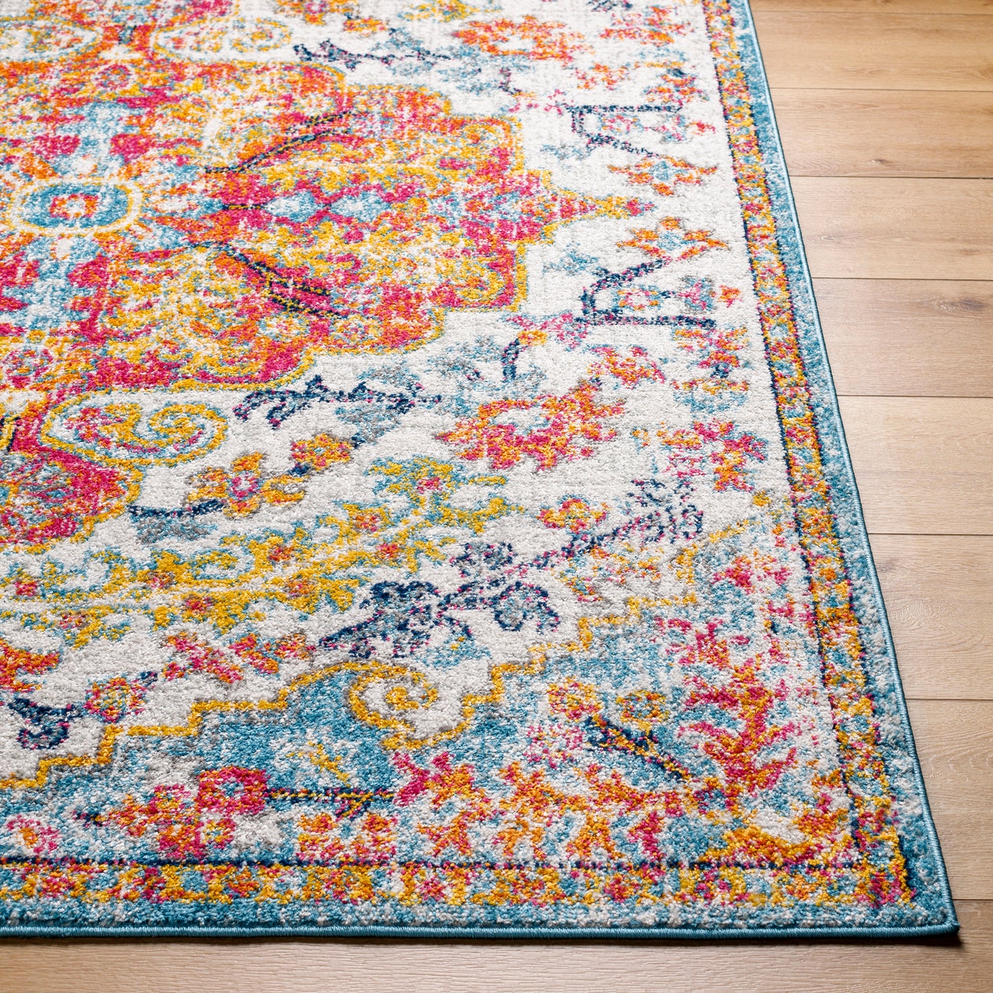 OLIVIA Tapis Vintage I Tapis Persan, Salon, Chambre I Tapis Traditionnel Oriental, Poils Courts, Doux, Entretien Facile I Orange, Bleu