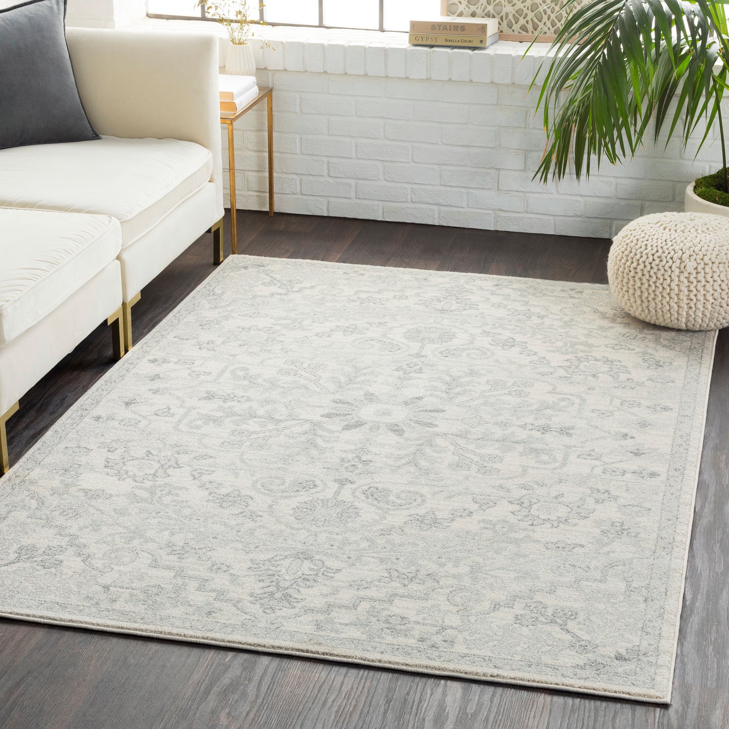 OLIVIA Tapis Vintage I Tapis Persan, Salon, Chambre I Tapis Traditionnel Oriental, Poils Courts, Doux, Durable I Gris, Beige