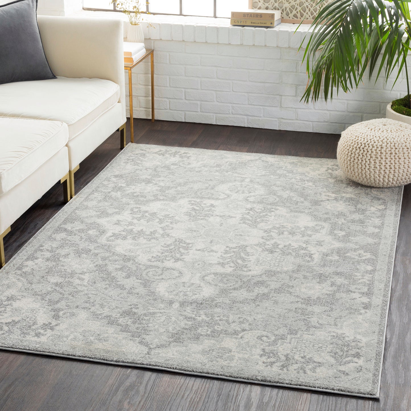 OLIVIA Tapis Vintage I Tapis Persan, Salon, Chambre I Tapis Traditionnel Oriental, Poils Courts, Doux, Entretien Facile I Gris