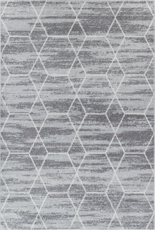 LOREN Tapis Scandinave I Tapis Moderne, Salon, Chambre I Tapis Contemporain, Poils Courts, Doux, Entretien Facile I Gris, Blanc