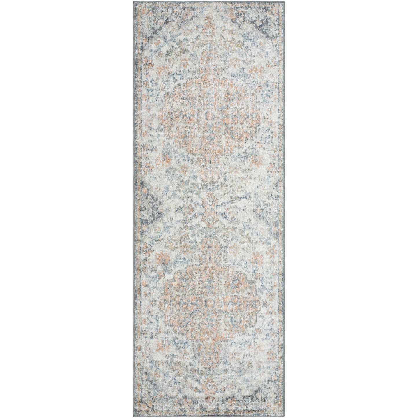 OLIVIA Tapis Vintage I Tapis Persan, Couloir, Salon, Chambre I Tapis Traditionnel Oriental, Poils Courts, Doux I Multicolore, Corail