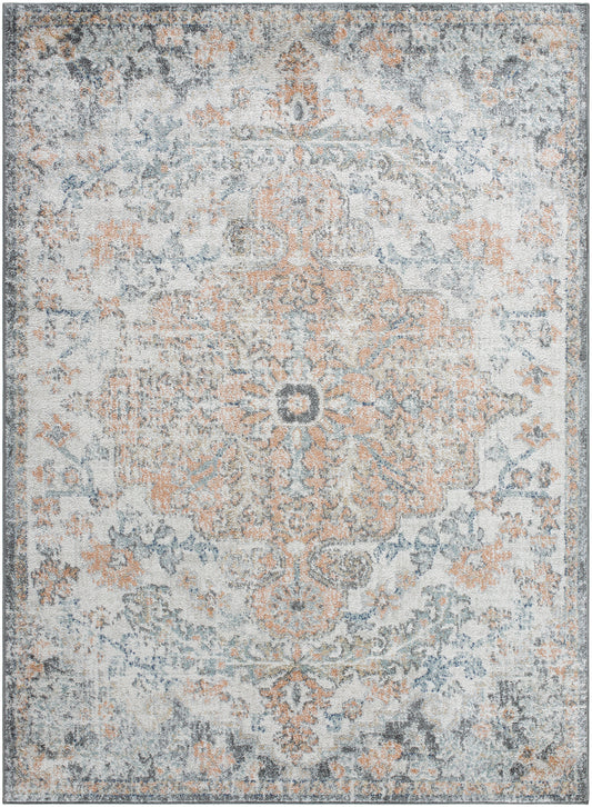 OLIVIA Tapis Vintage I Tapis Persan, Couloir, Salon, Chambre I Tapis Traditionnel Oriental, Poils Courts, Doux I Multicolore, Corail