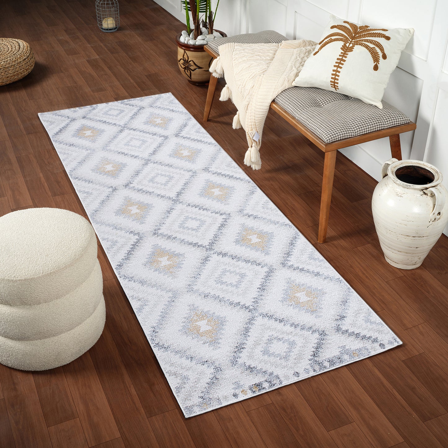 KWARTIER Tapis Scandinave I Tapis Moderne, Couloir, Salon, Chambre I Tapis Contemporain Bohème, Poils Courts, Doux I Gris, Beige