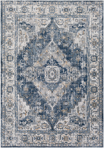 TRICHT Tapis Vintage I Tapis Persan, Salon, Chambre I Tapis Traditionnel Oriental, Poils Courts, Doux, Durable I Bleu, Gris, Ivoire