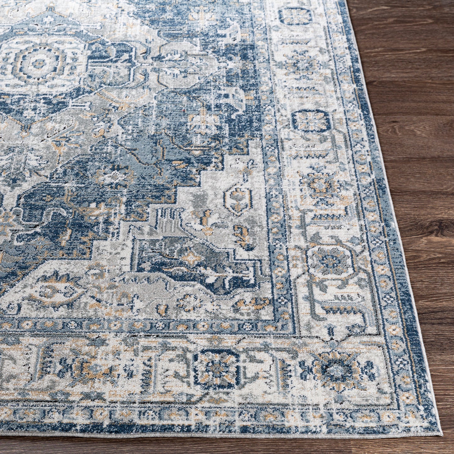 TRICHT Tapis Vintage I Tapis Persan, Salon, Chambre I Tapis Traditionnel Oriental, Poils Courts, Doux, Durable I Bleu, Gris, Ivoire