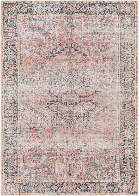 GLIDDEN Tapis Lavable en Machine I Tapis Persan, Salon, Salle à Manger, Cuisine I Tapis Vintage Oriental, Poils Courts, Doux I Rose