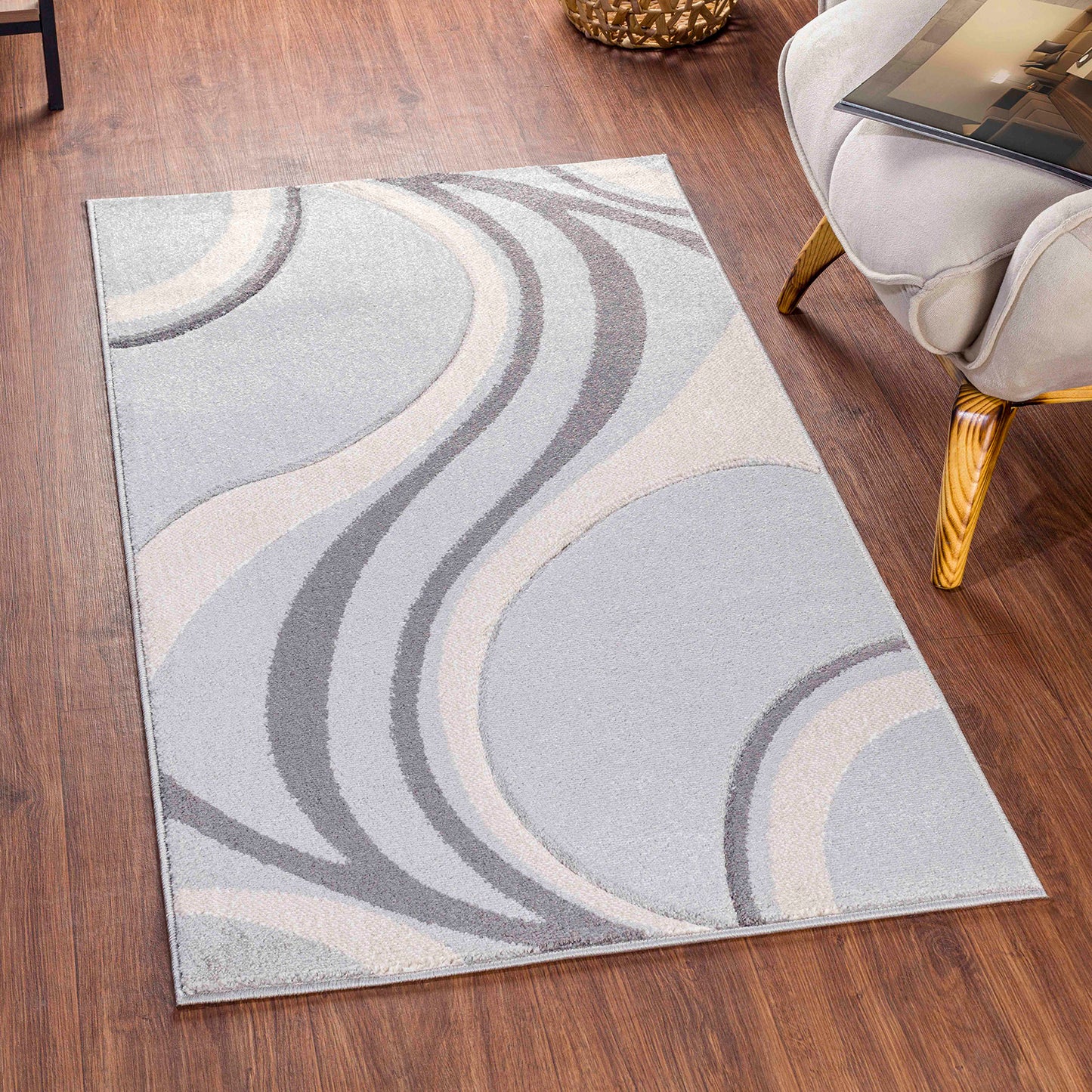 COREENA Tapis Scandinave I Tapis Moderne, Salon, Chambre I Tapis Contemporain, Poils Courts, Doux, Entretien Facile I Gris, Beige