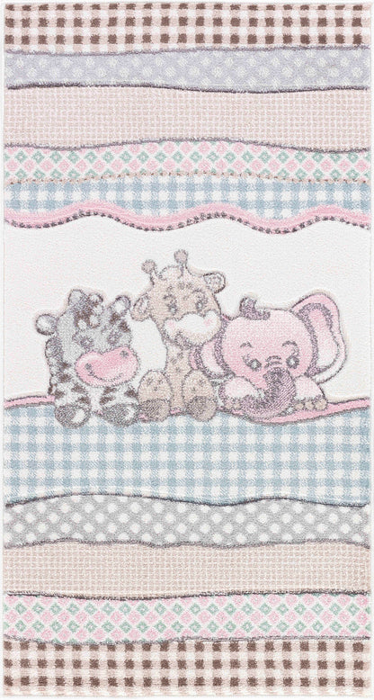 FRANCO Tapis Enfant I Tapis Chambre, Garçon, Fille, Bébé, Salle de Jeu, Poils Doux, Durable, Résistant, Entretien Facile I Beige, Bleu