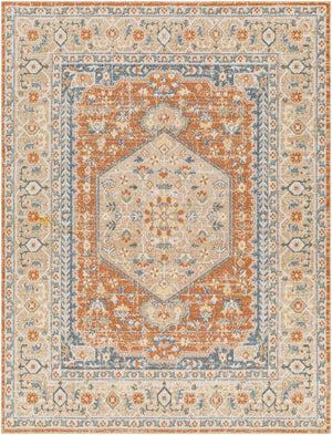 EDMOND Tapis Lavable en Machine I Tapis Persan, Salon, Cuisine I Tapis Vintage Oriental, Poils Courts, Doux, Durable I Orange, Jaune