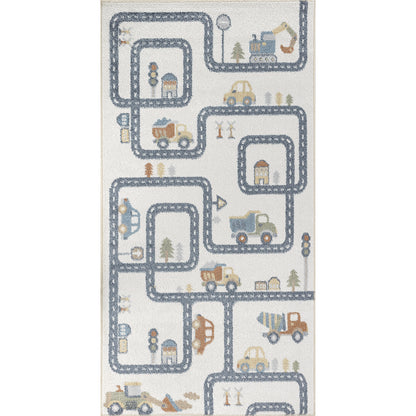 TORIN Tapis Enfant Lavable en Machine I Tapis Chambre, Garçon, Fille, Bébé, Salle de Jeu, Poils Doux, Entretien Facile I Beige, Gris