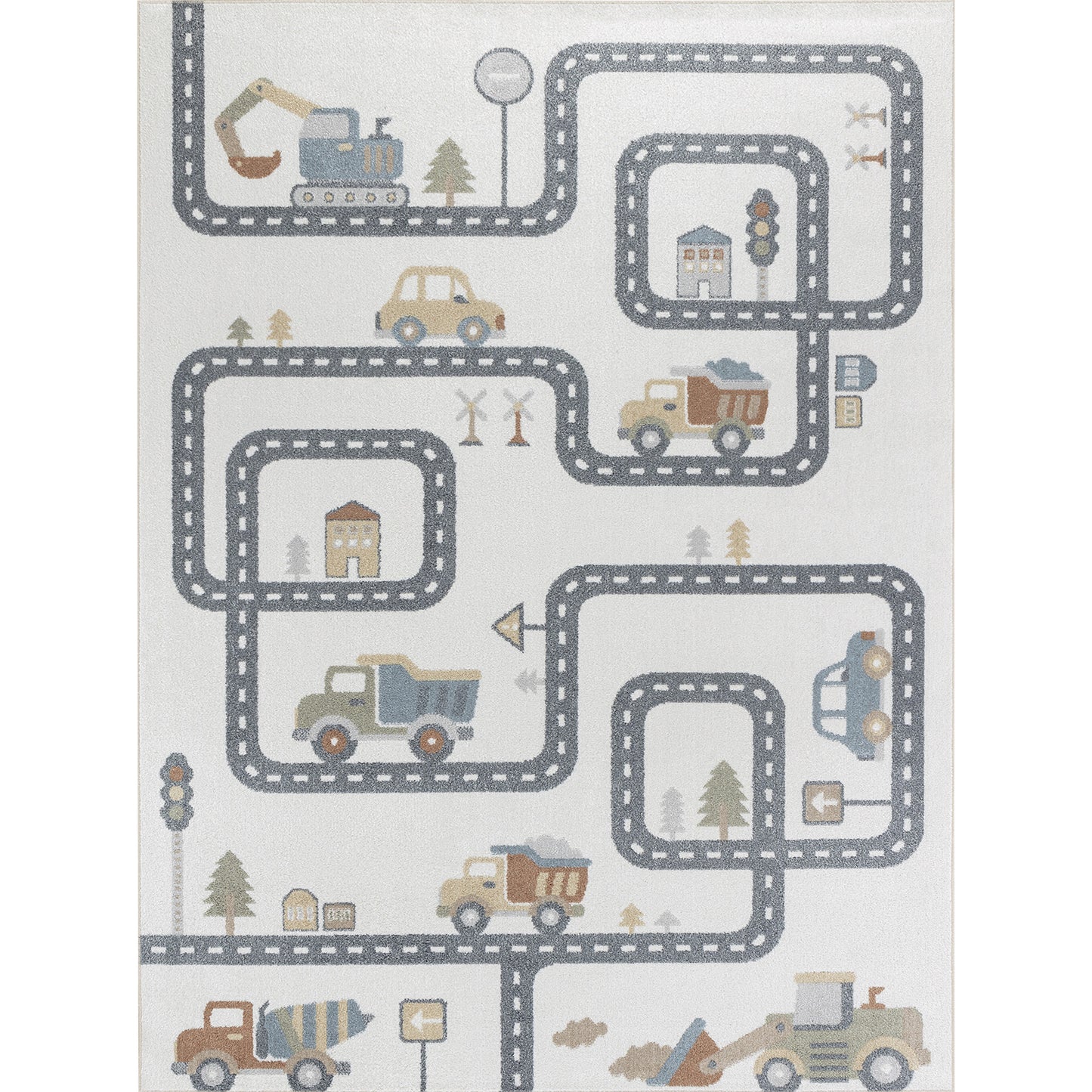 TORIN Tapis Enfant Lavable en Machine I Tapis Chambre, Garçon, Fille, Bébé, Salle de Jeu, Poils Doux, Entretien Facile I Beige, Gris