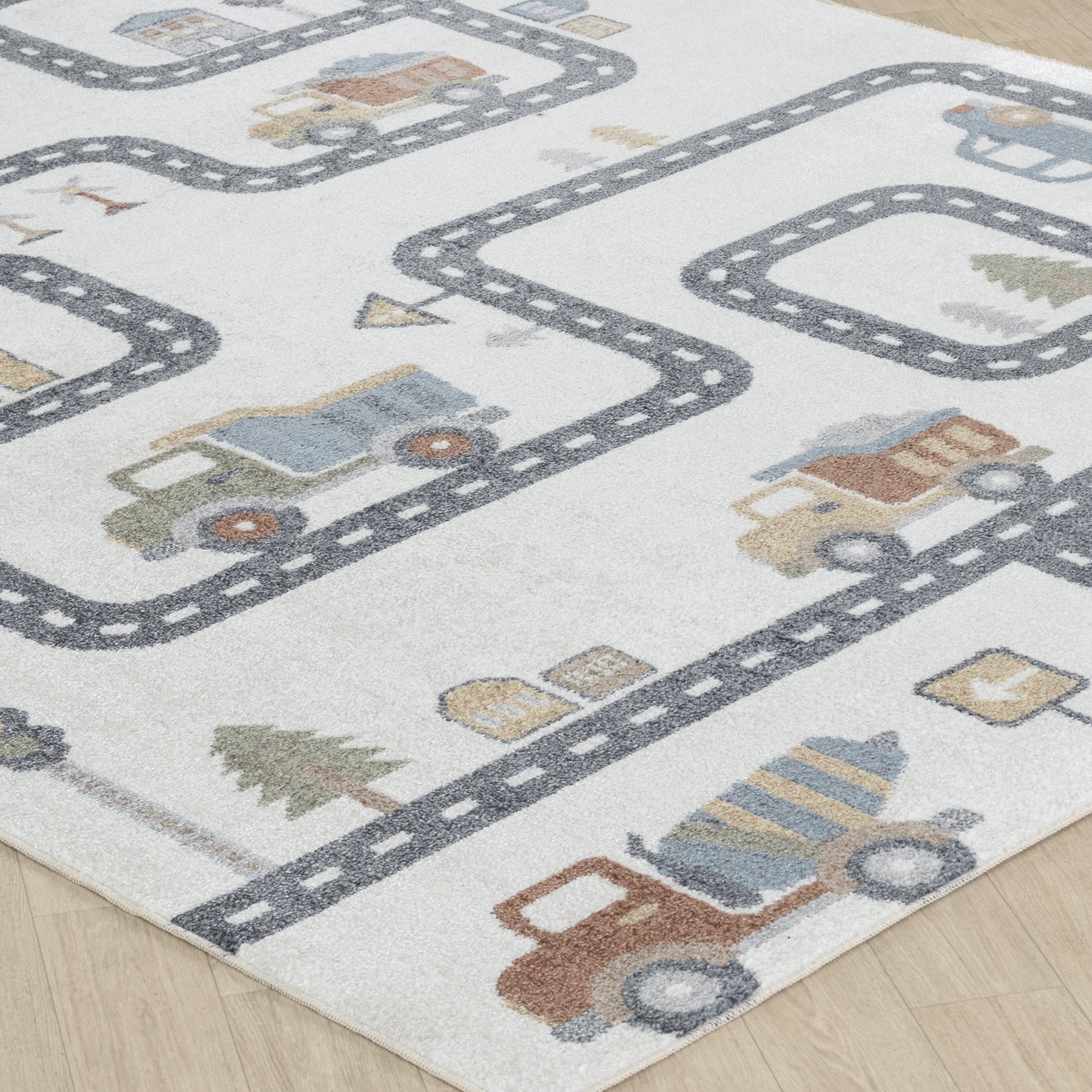 TORIN Tapis Enfant Lavable en Machine I Tapis Chambre, Garçon, Fille, Bébé, Salle de Jeu, Poils Doux, Entretien Facile I Beige, Gris