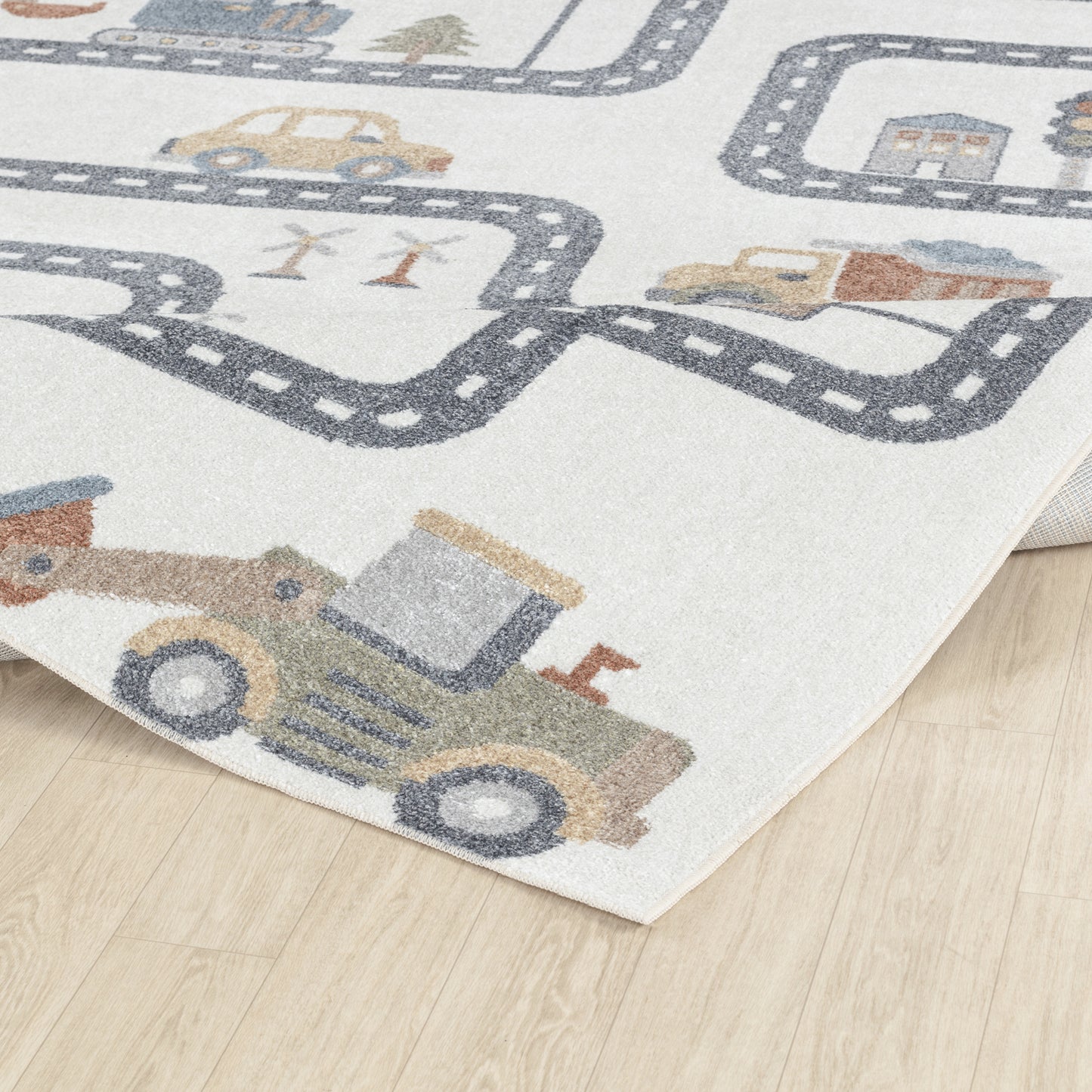 TORIN Tapis Enfant Lavable en Machine I Tapis Chambre, Garçon, Fille, Bébé, Salle de Jeu, Poils Doux, Entretien Facile I Beige, Gris